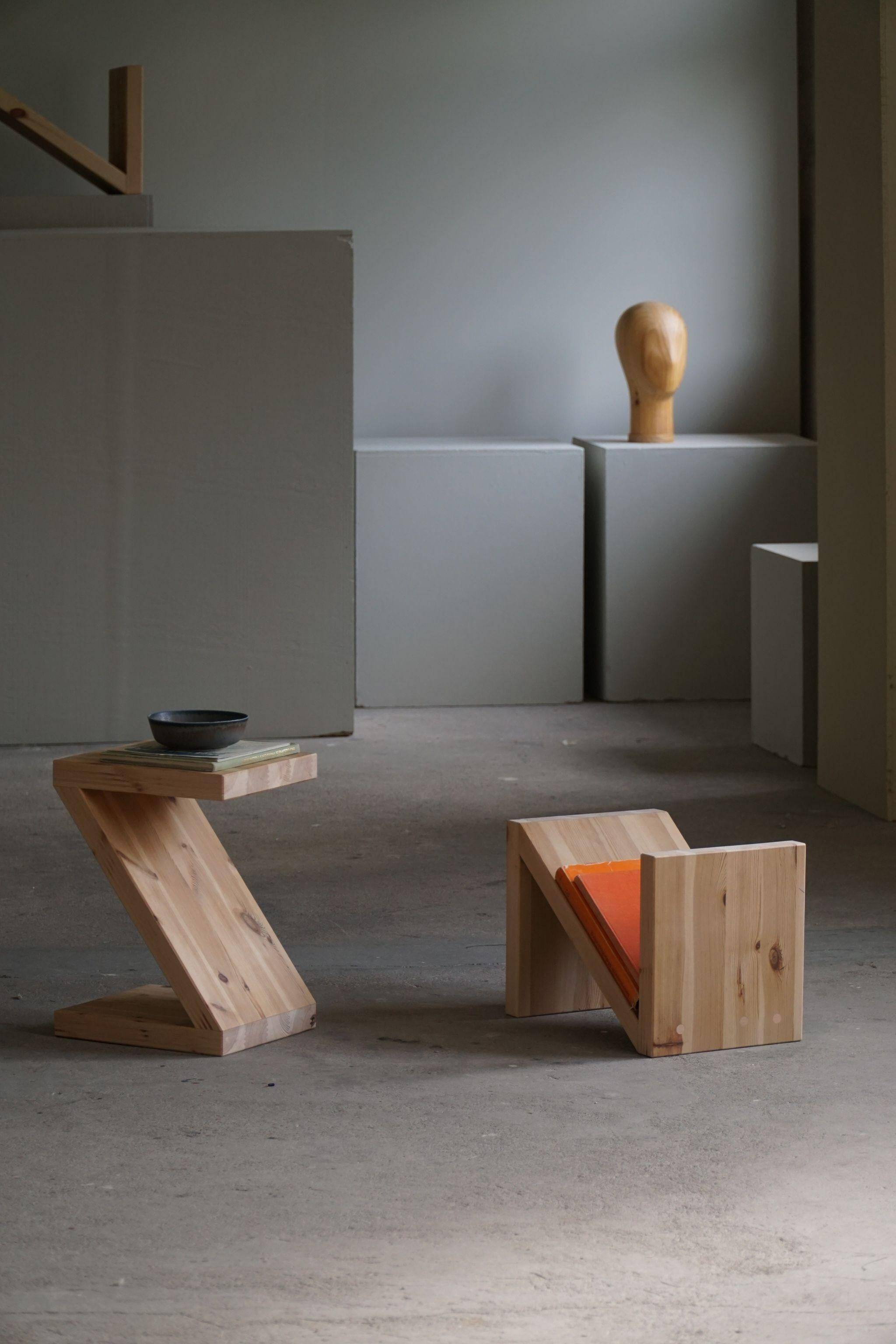Eliaselias stool/table in recycled solid pine, Danish design 2022.