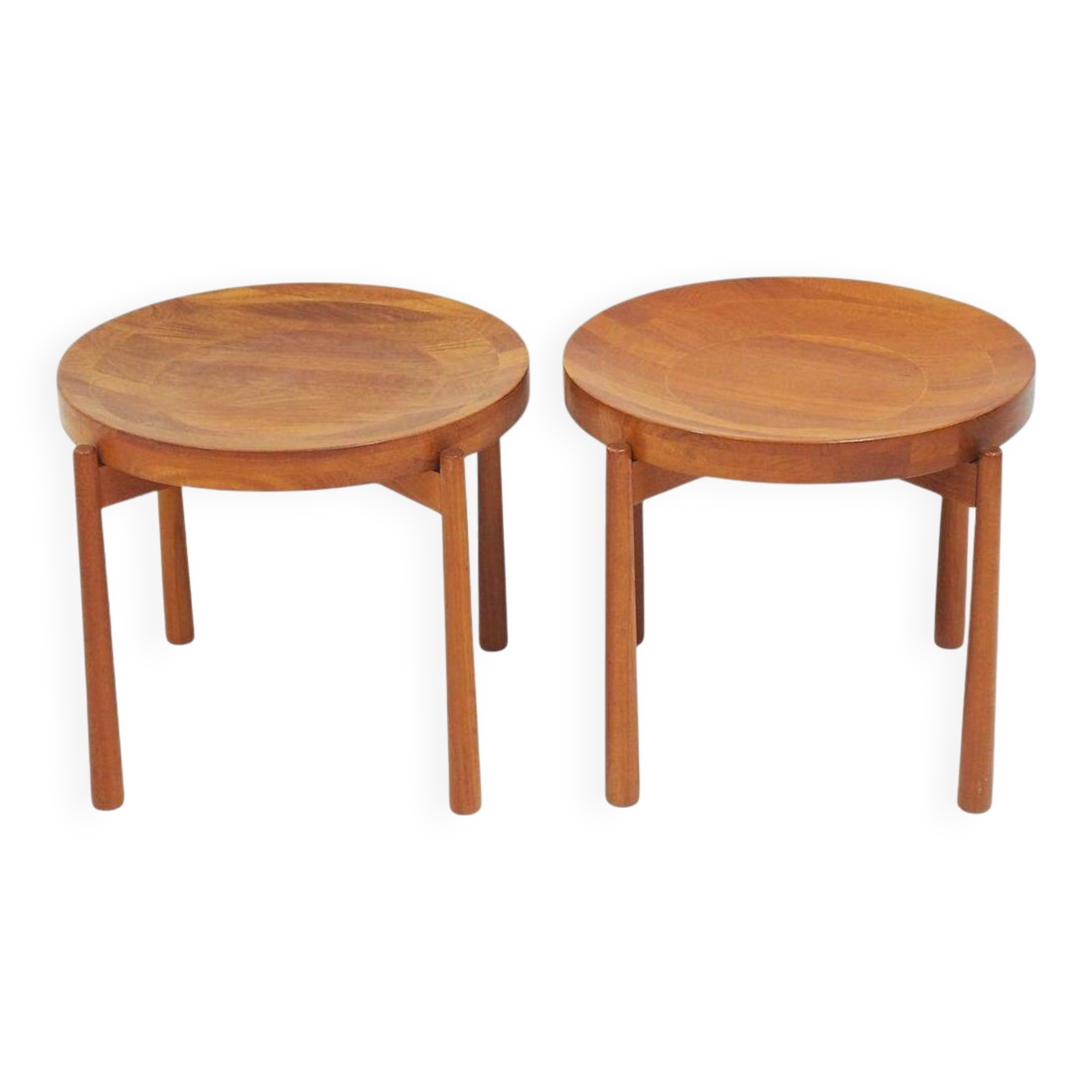 Pair of round teak side tables attributed to Jens Harald Quistgaard.