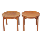 Pair of round teak side tables attributed to Jens Harald Quistgaard.