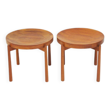 Pair of round teak side tables attributed to Jens Harald Quistgaard.