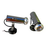 Pair of chrome metal wall lights from the 1970s.