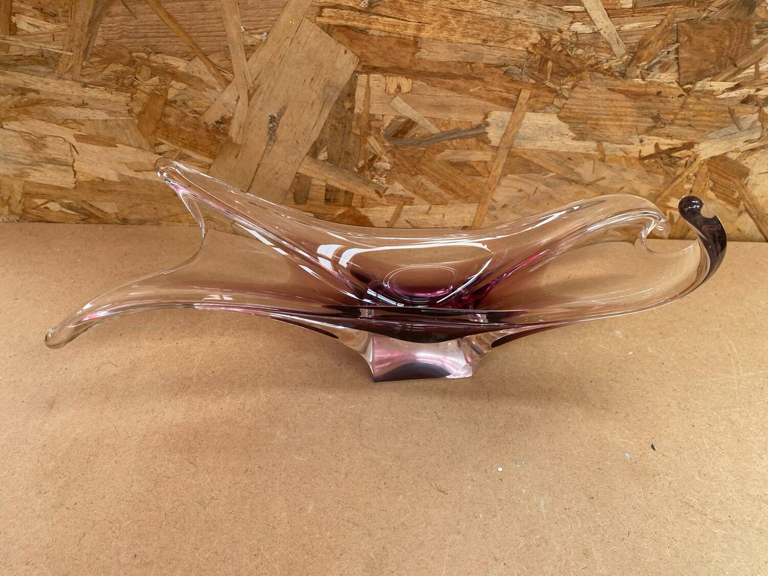 Old Empty Pocket Crystal Cup Purple & Transparent Vintage #B086