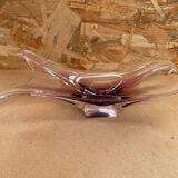 Ancien Vide Poche Coupe Cristal Violet & Transparent Vintage #B086