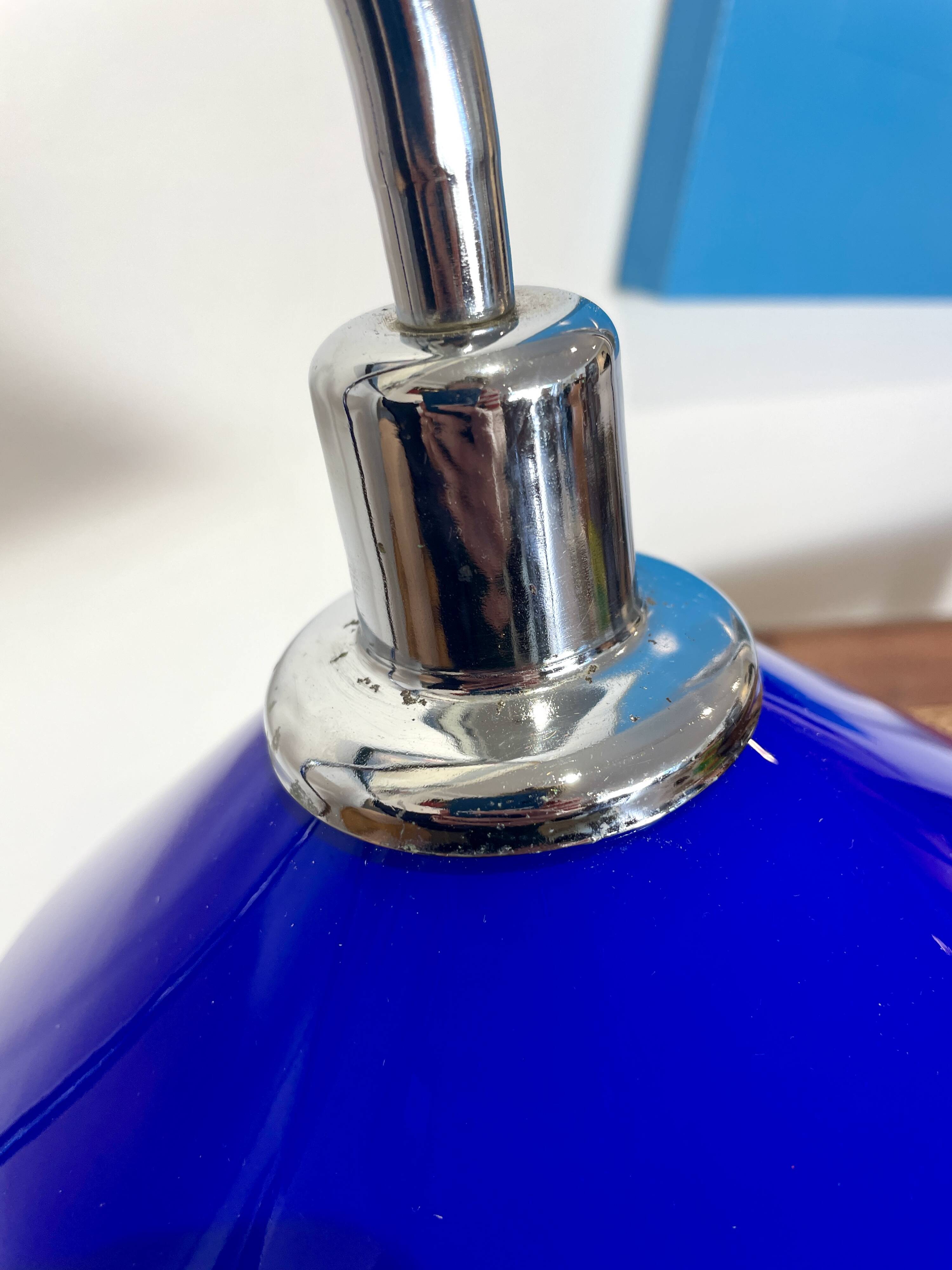 Blue opaline lamp with a marble base