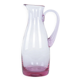 Pink glass jug, Italian design, 1970s, made in Italy