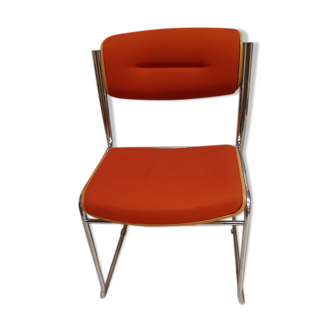 Chaise tissu et bois ornage