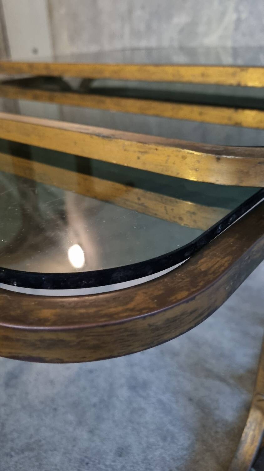 3 nesting tables in brass and glass