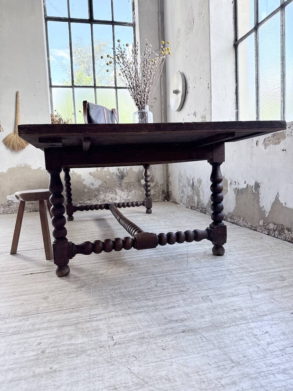 Solid oak table 1900 drapery style XL 280cm with extensions