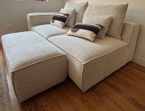 sofa, armchair and pouf