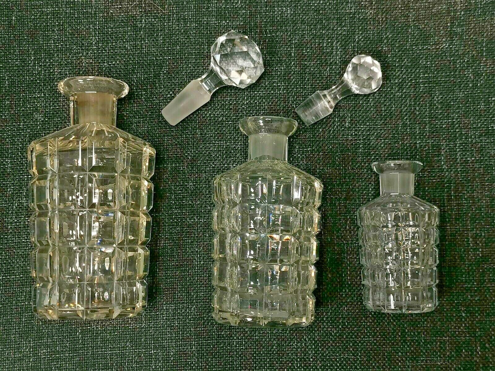 set of 3 old perfume bottles, Baccarat Crystal