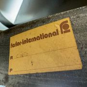 Ferlor International coffee table in brushed steel and ceramic from the 1970s.