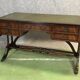 Folding desk English 50s mahogany and leather