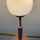 Lampe vintage en métal et opaline années 70