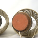 Pair of bedside lamps, rope blinds