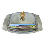 Acorn silver metal butter dish