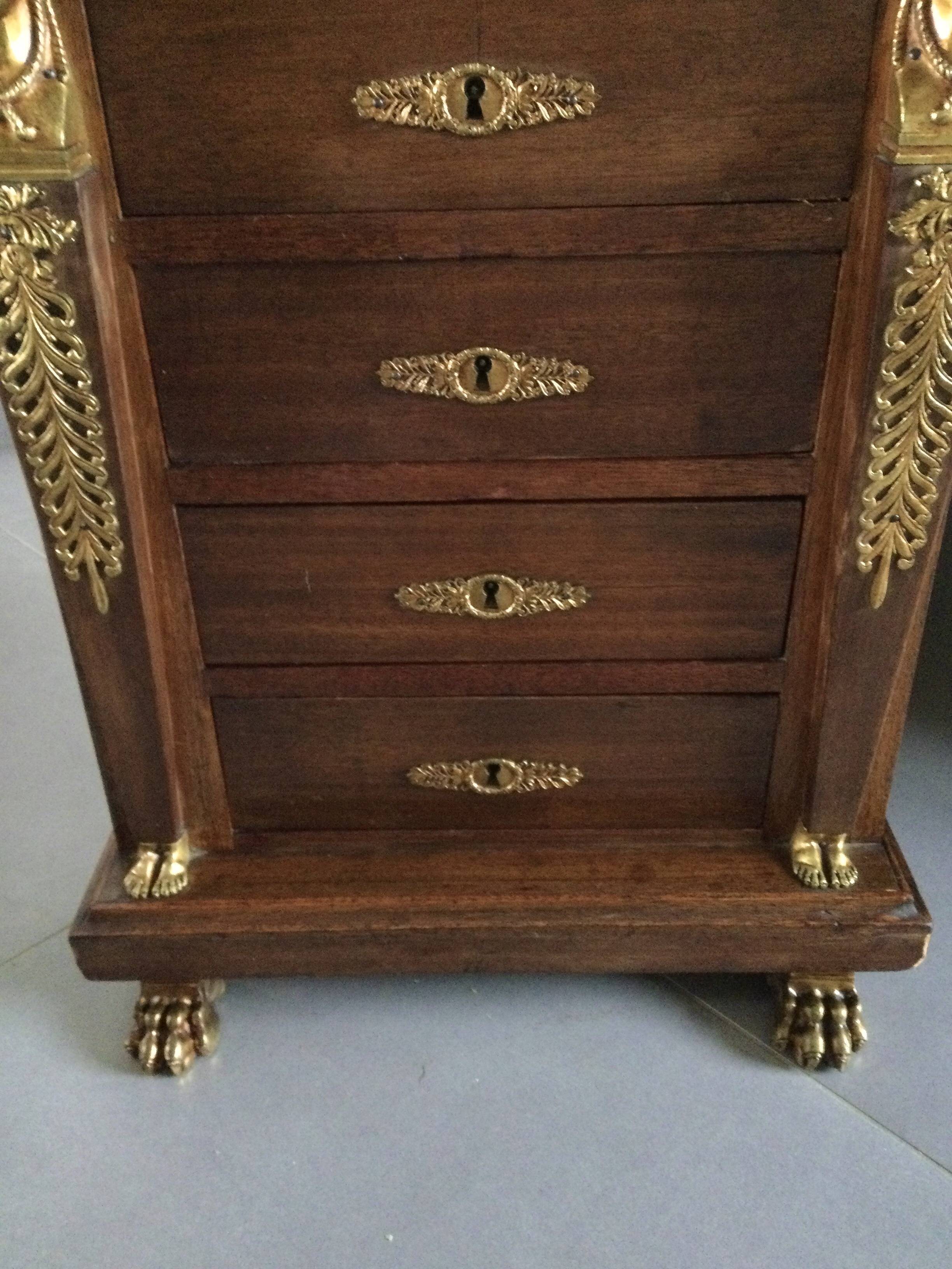 Empire desk with mahogany and oak pedestals