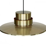 Brass coloured aluminium pendant light from Lyskaer. Denmark 1970s