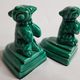 Pair of dog-shaped dog-shaped art deco dogs in green dabbling