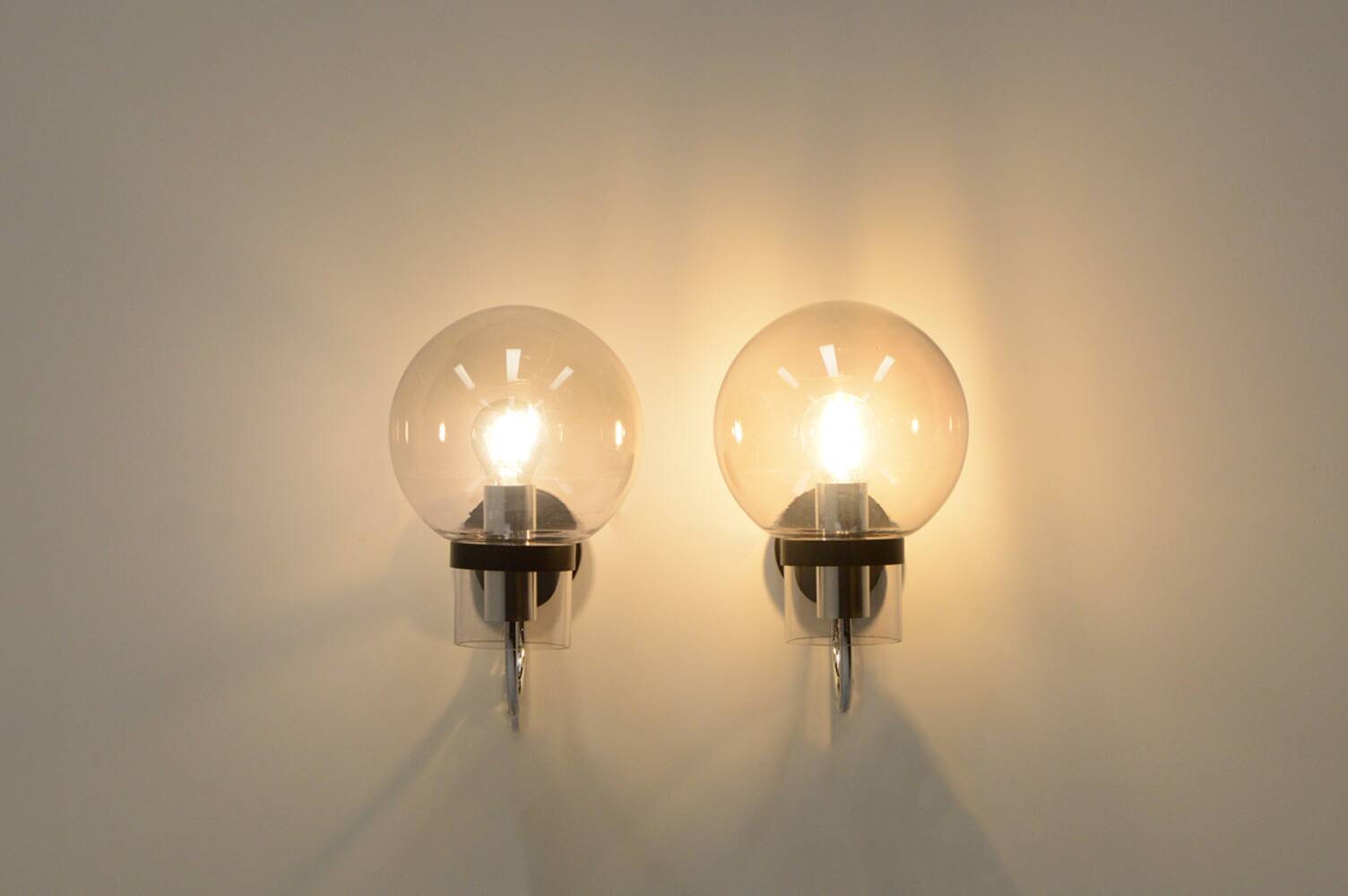 Set of 2 wall lamps by Glashütte Limburg, 1960s Germany.