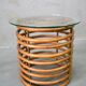Mid-century bamboo and brass rocking chair and side table from fm, 1950s, set of 2.
