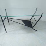 50's design glass coffee table