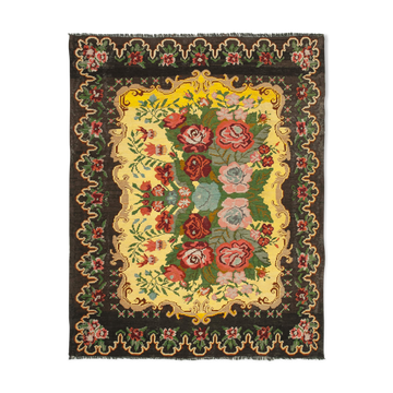 Handwoven Vintage Flatweave Brown Kilim 200 cm x 246 cm - 23362