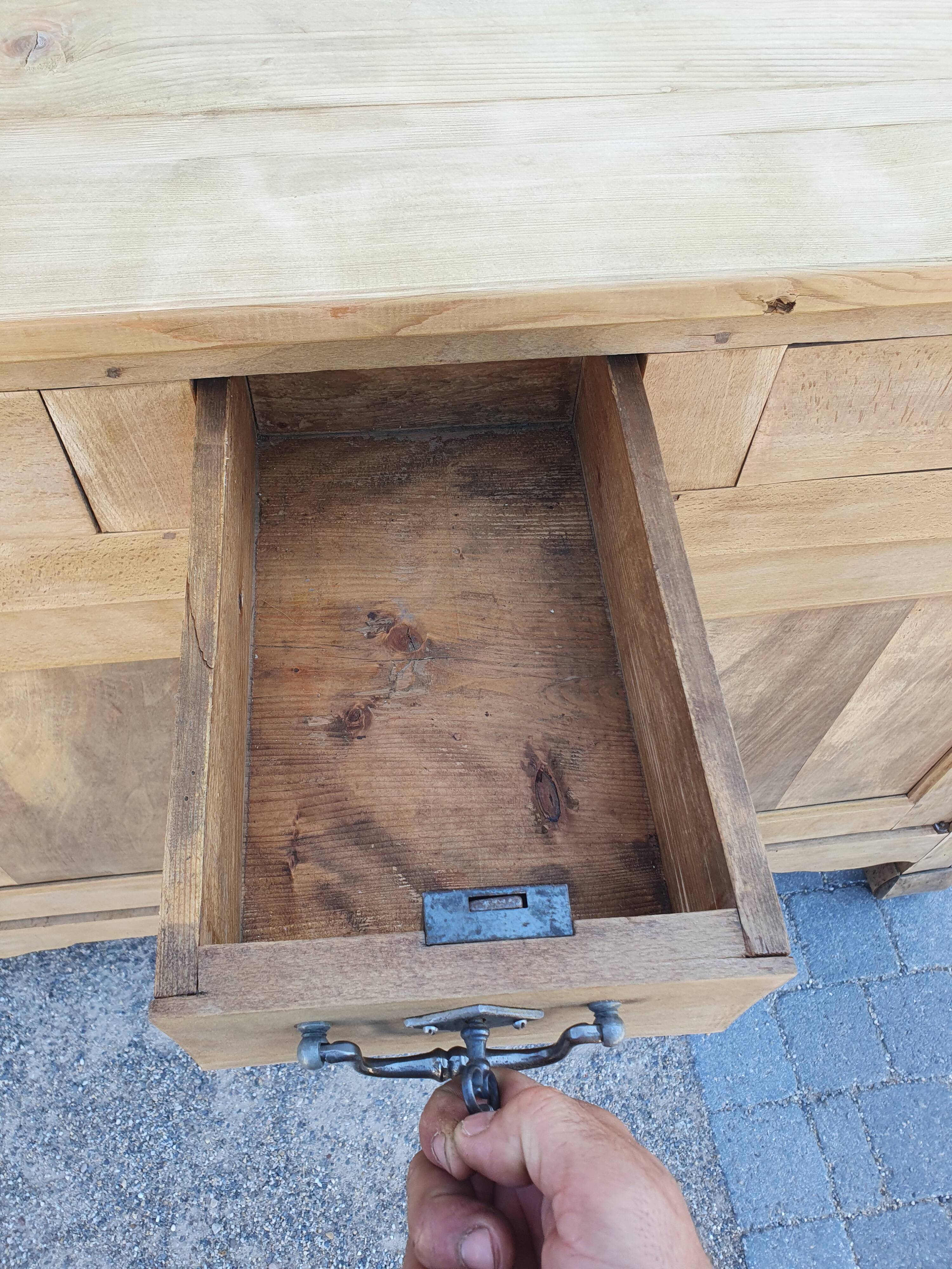 Bahut buffet furniture of old raw wood shallow