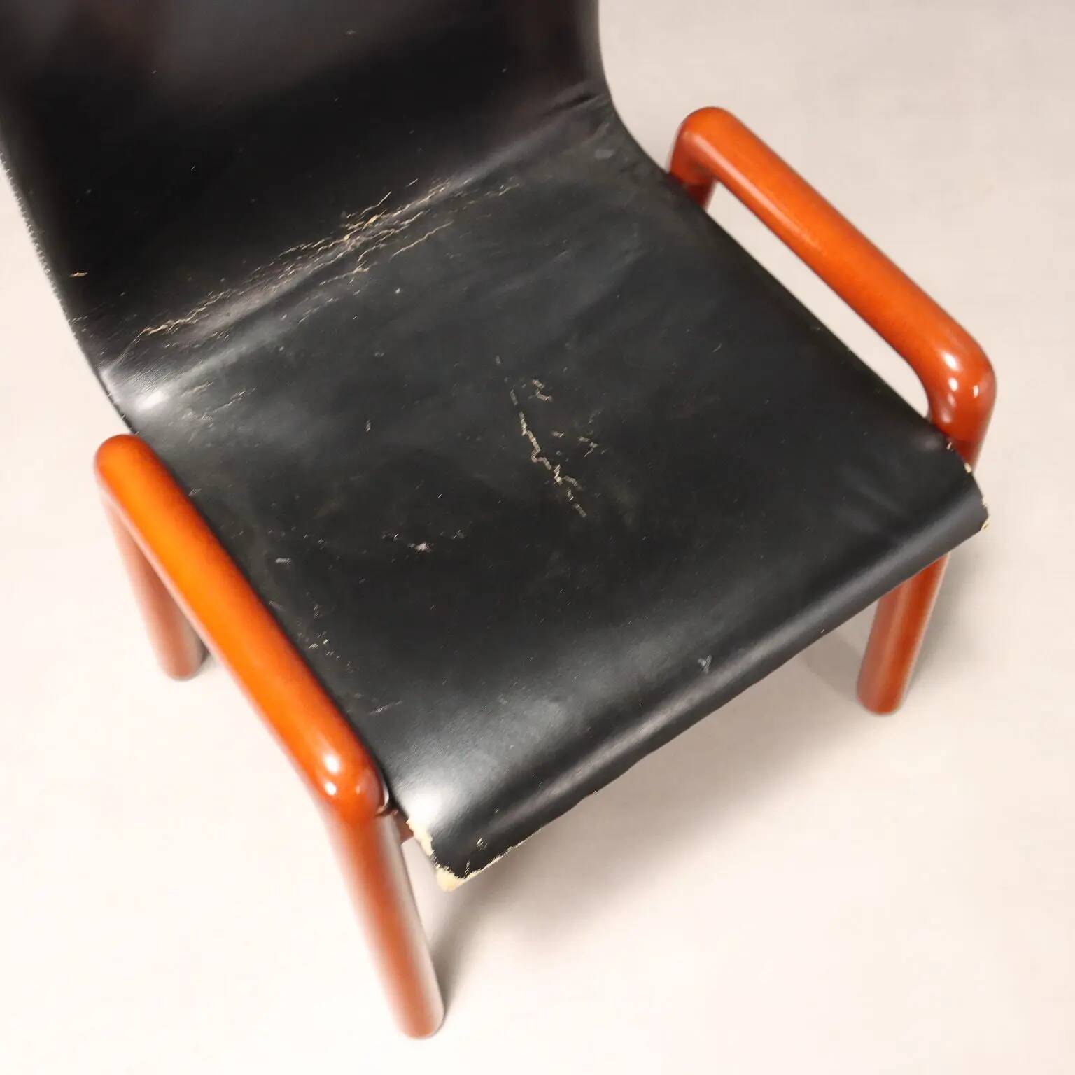 Mariani Dilos chair, vintage design by G. Faleschini, leather, 1970s
