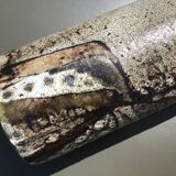 Artisan vase enamel beige brown abstract pattern