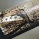 Artisan vase enamel beige brown abstract pattern