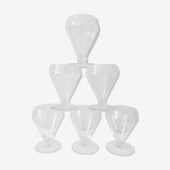 6 hand engraved crystal glasses