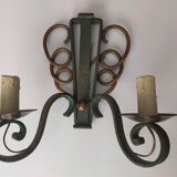 Pairs of vintage wrought iron wall lamps