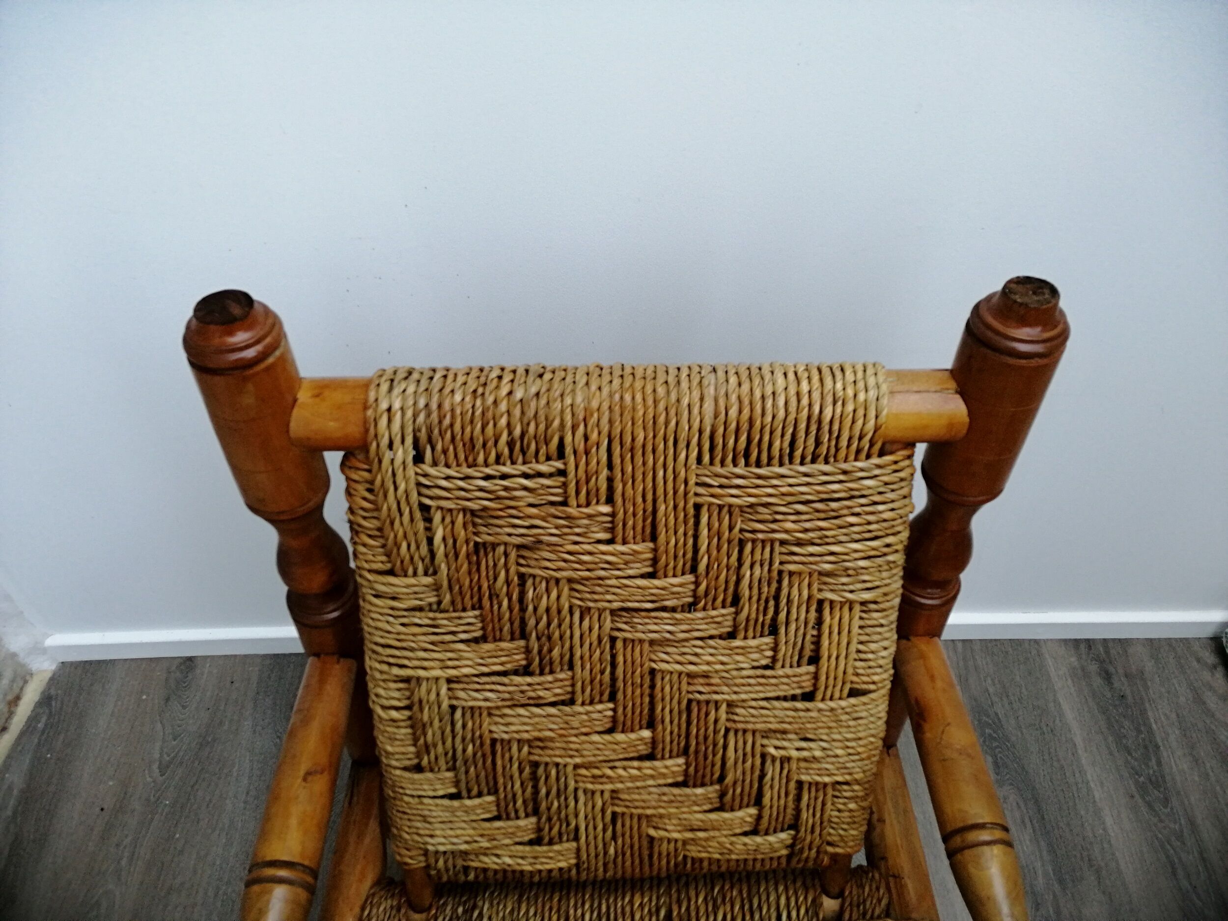 Fauteuil bois et corde années 50