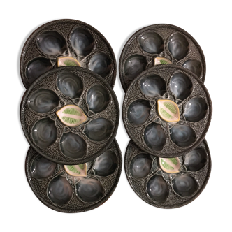 6 oyster plates from the St Clément manufacture