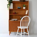 Vintage Scandinavian Elmwood Open Bookshelf Cabinet