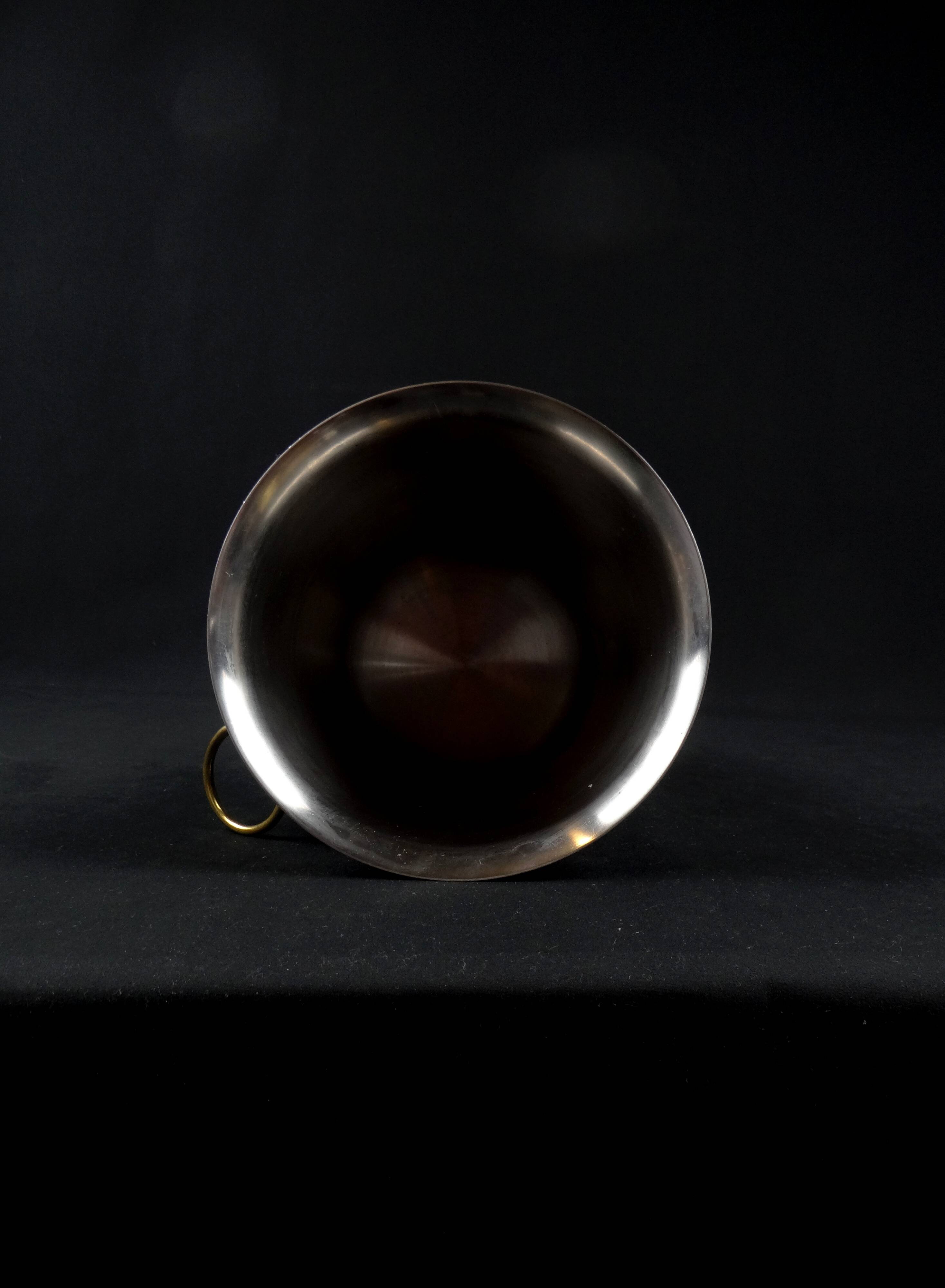 Vintage 80s silver and gold stainless steel champagne bucket by Létang Rémy