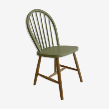 Wood and light green windsor style chair
