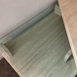 Vintage travertine and glass coffee table