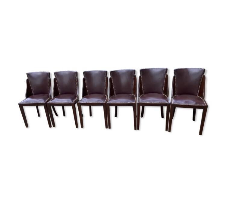 6 art deco chairs with leather seats