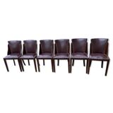 6 art deco chairs with leather seats