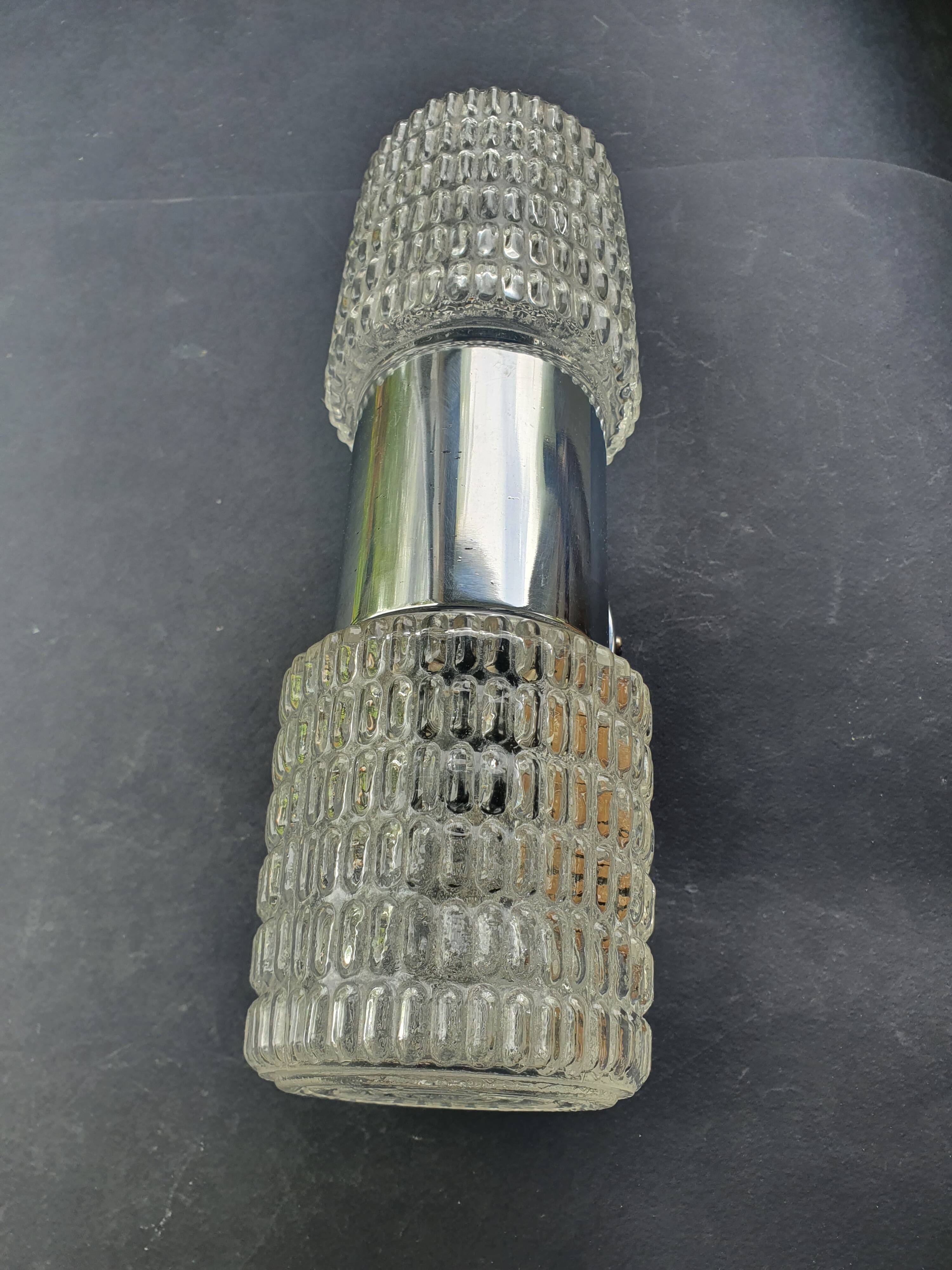 Chrome metal wall lamp with double vintage lighting