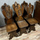 Series of 6 chairs called stepladder Renaissance style in richly carved oak around 1850