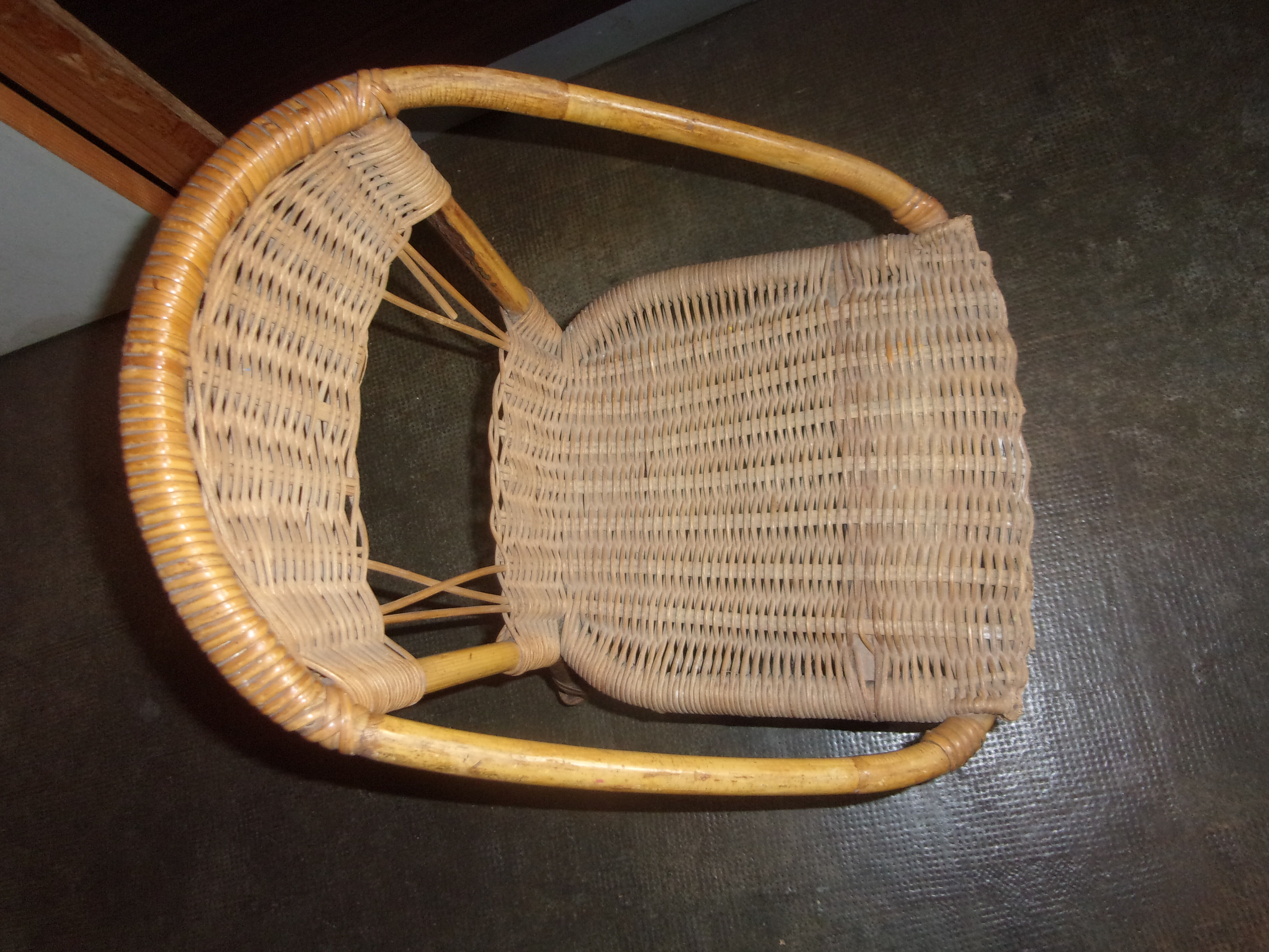 Wicker rattan child chair 1950