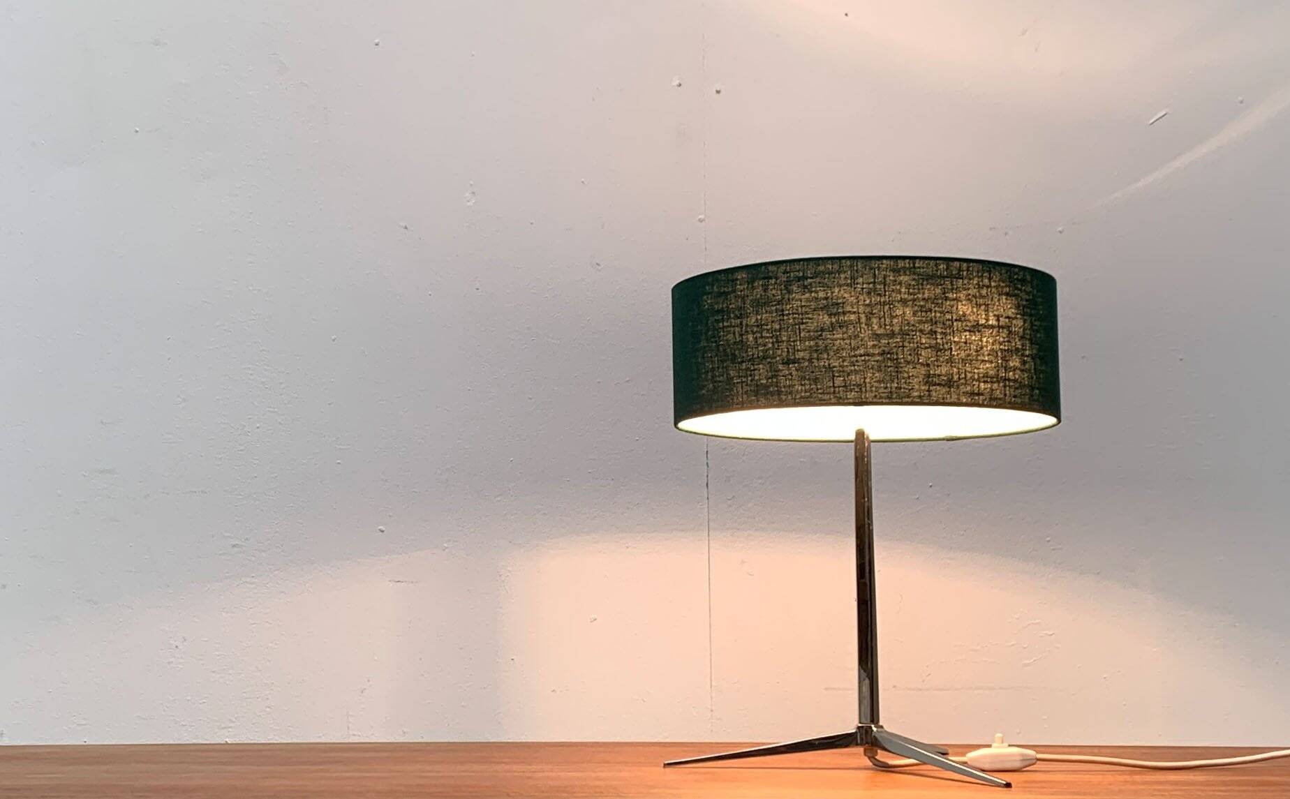 Mid-century minimalist tripod table lamp by Kaiser Leuchten, 1960s.