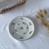 Pair of floral vintage dessert plates gilded white porcelain from limoges