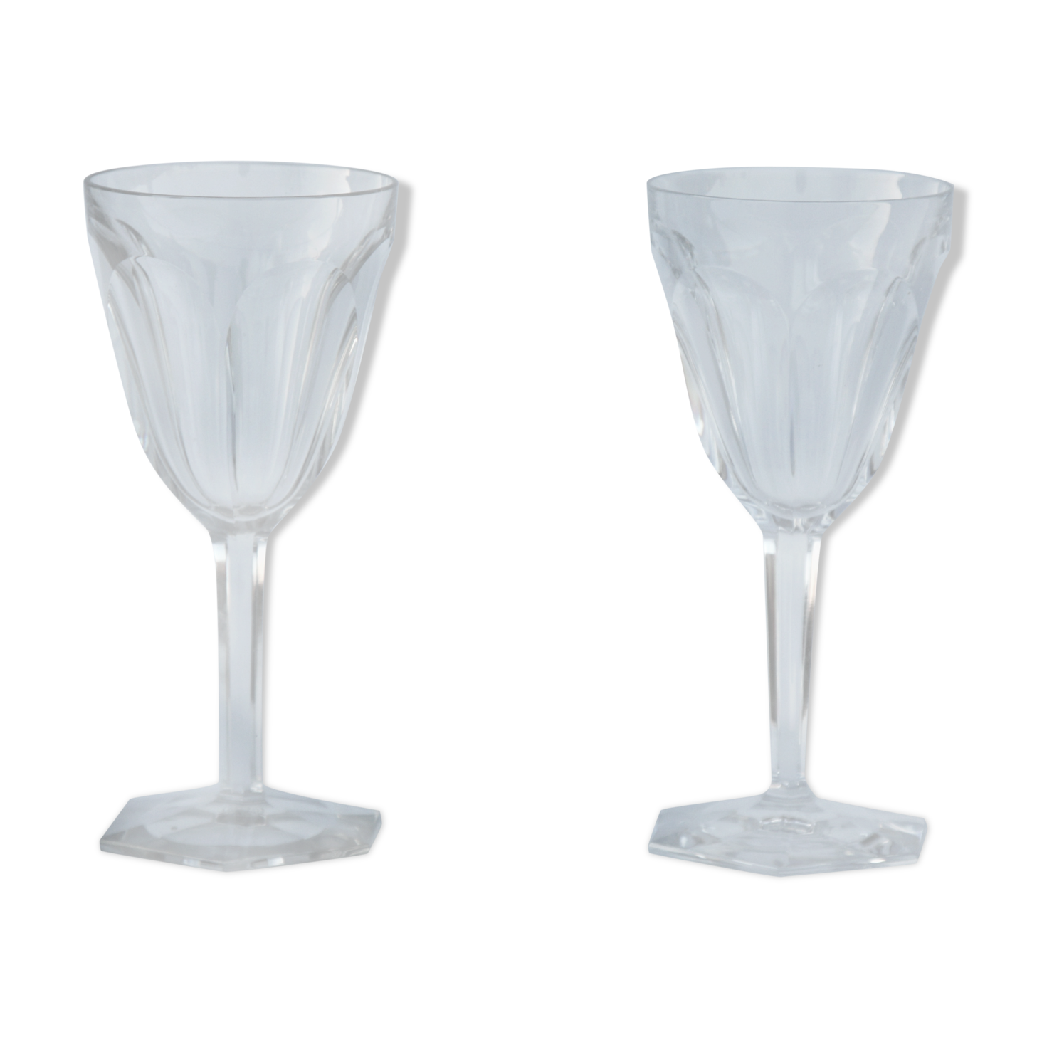 Pair of Baccarat crystal water glasses model Compiègne