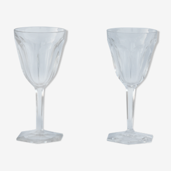 Pair of Baccarat crystal water glasses model Compiègne