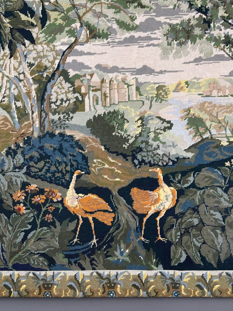 Large decorative tapestry, exotic birds, 20th century