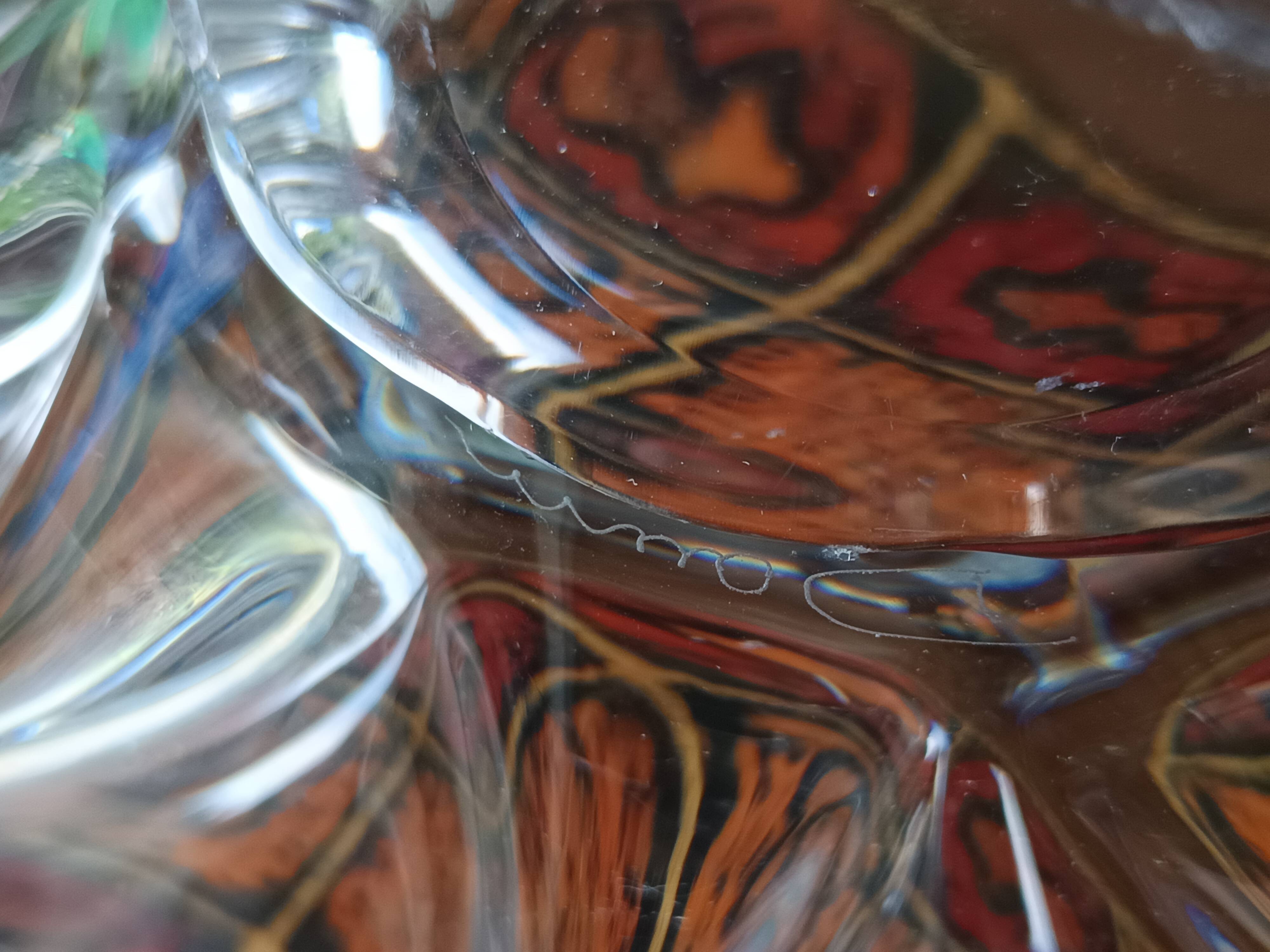 Large crystal fruit bowl signed daum