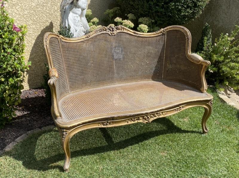 Sofa canage bench - gilded wood Louis XV style